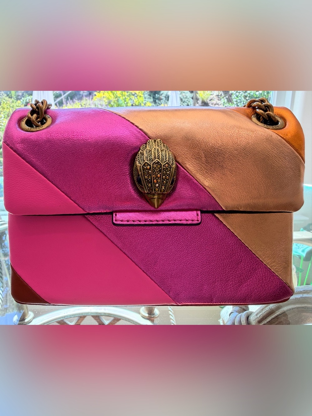 Kurt Geiger Metallic Pink and Copper Colorblock Shoulder Bag - Picture 8 of 9